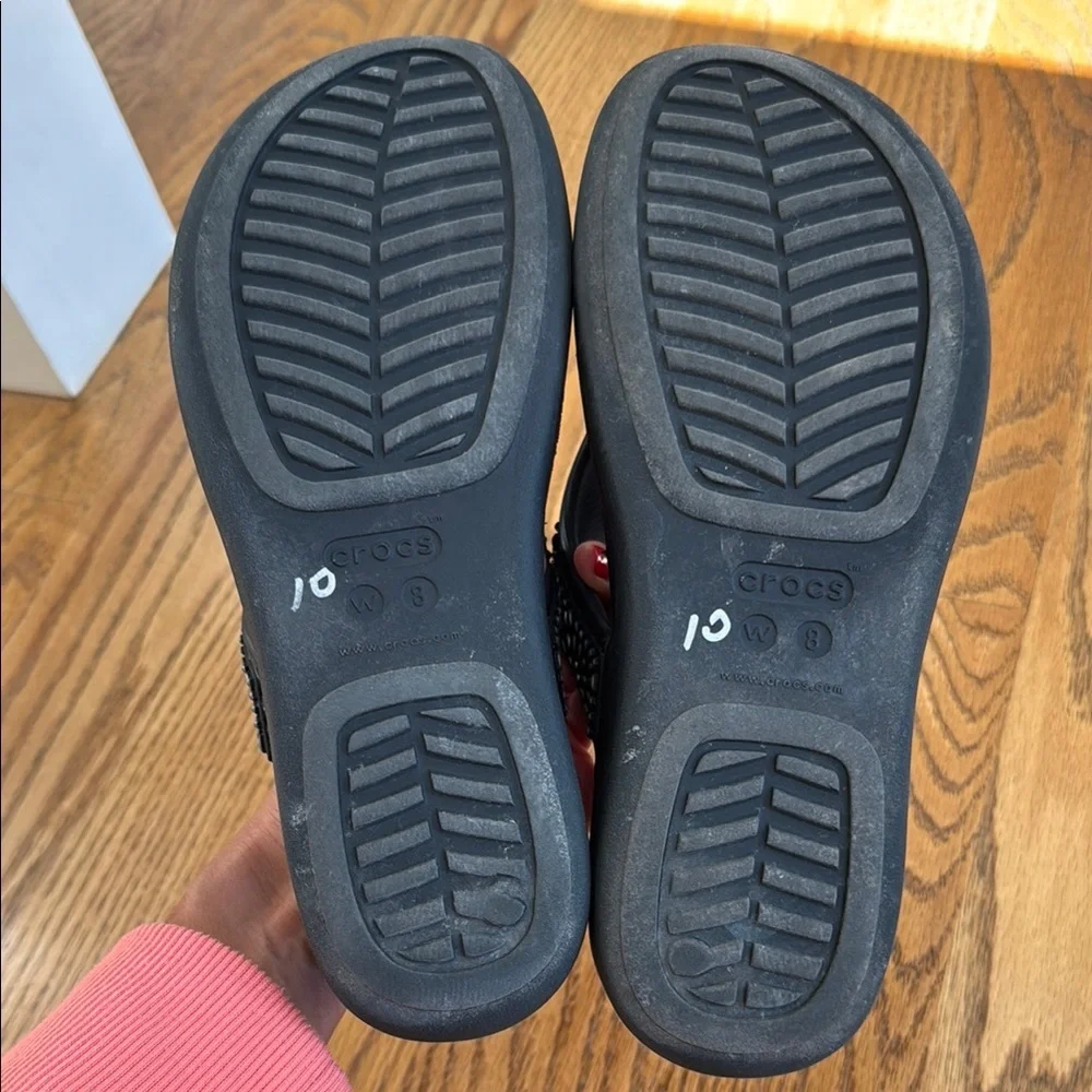 Crocs Women's Black Sandals with beaded Embellishments - Picture 3 of 4
